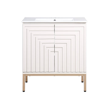 Rowan Geometric Modern Transitional 2-Shelf Bath Vanity Cabinet Only (Sink Basin Not Included) - JONATHAN Y